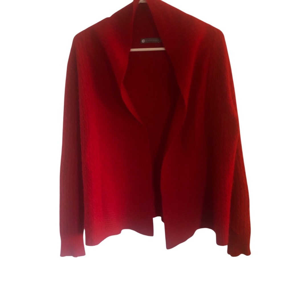 CASHMERE Red Women's Wrap Cardigan Sweater M